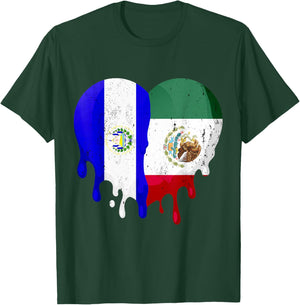 El Salvador Mexico Flag Heart Citizen Grown Patriot Country T-Shirt - T-Shirt | Forest