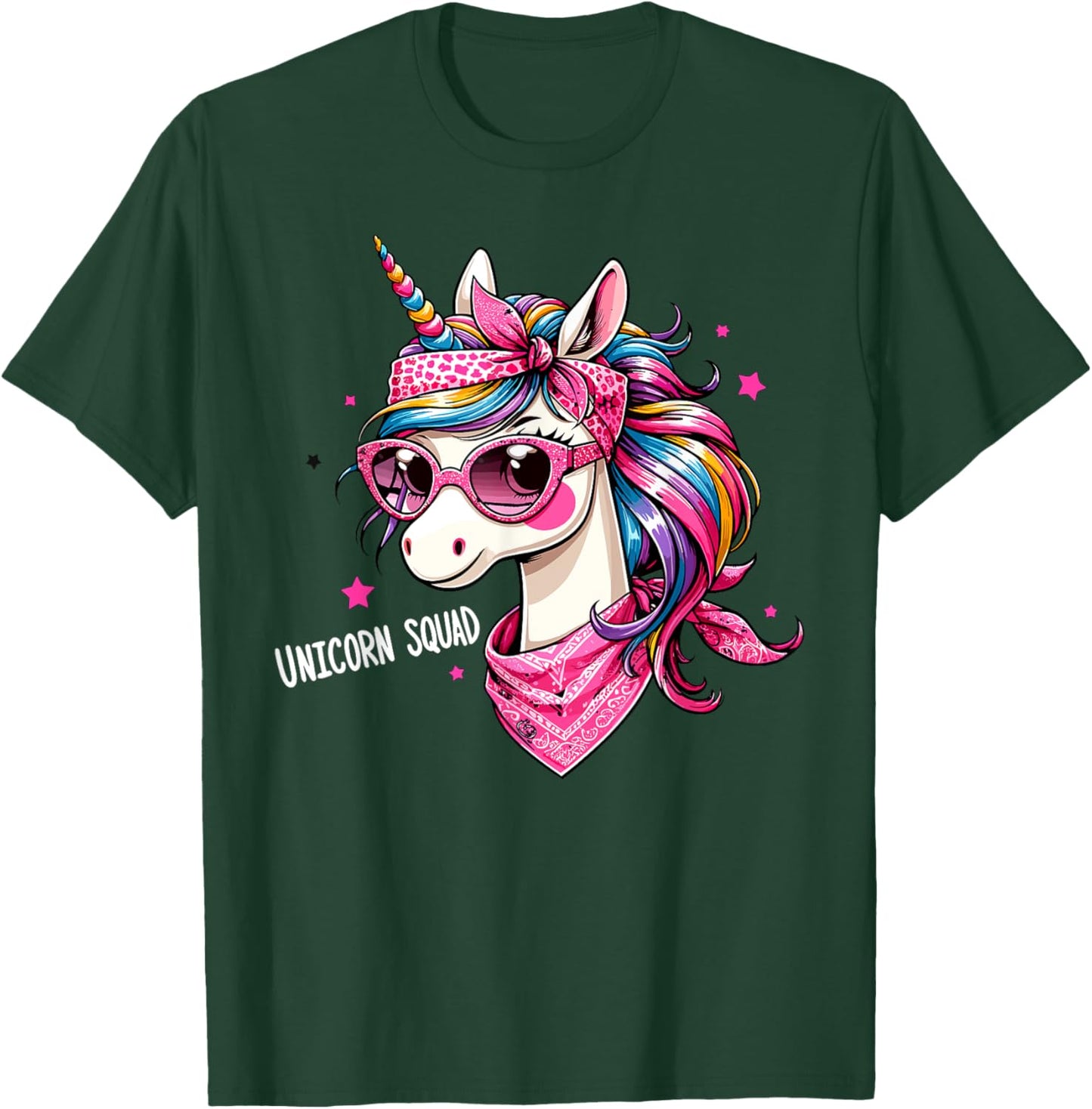 Unicorn Squad - Graceful Unicorn with leopard Bandana T-Shirt - T-Shirt | Forest