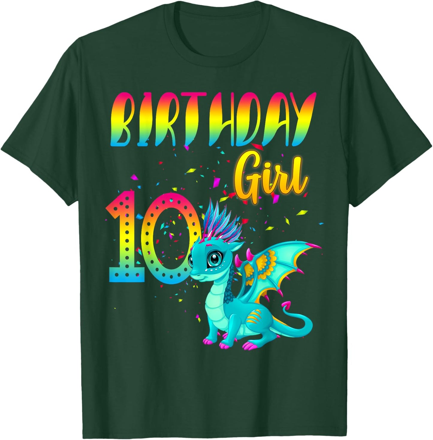 Birthday Girl Dragon 10 Theme Party Outfit T-Shirt - T-Shirt | Forest