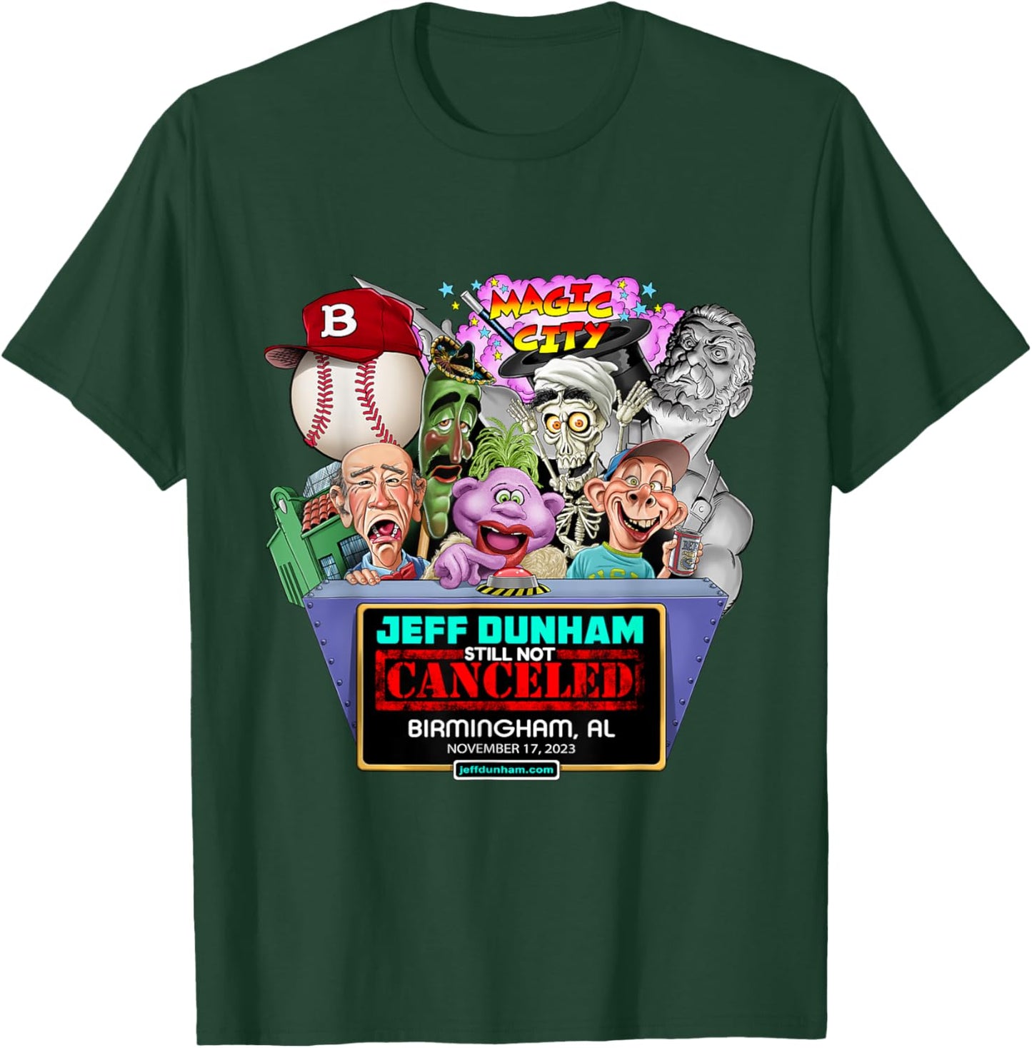 Jeff Dunham Birmingham, AL (2023) T-Shirt - T-Shirt | Forest