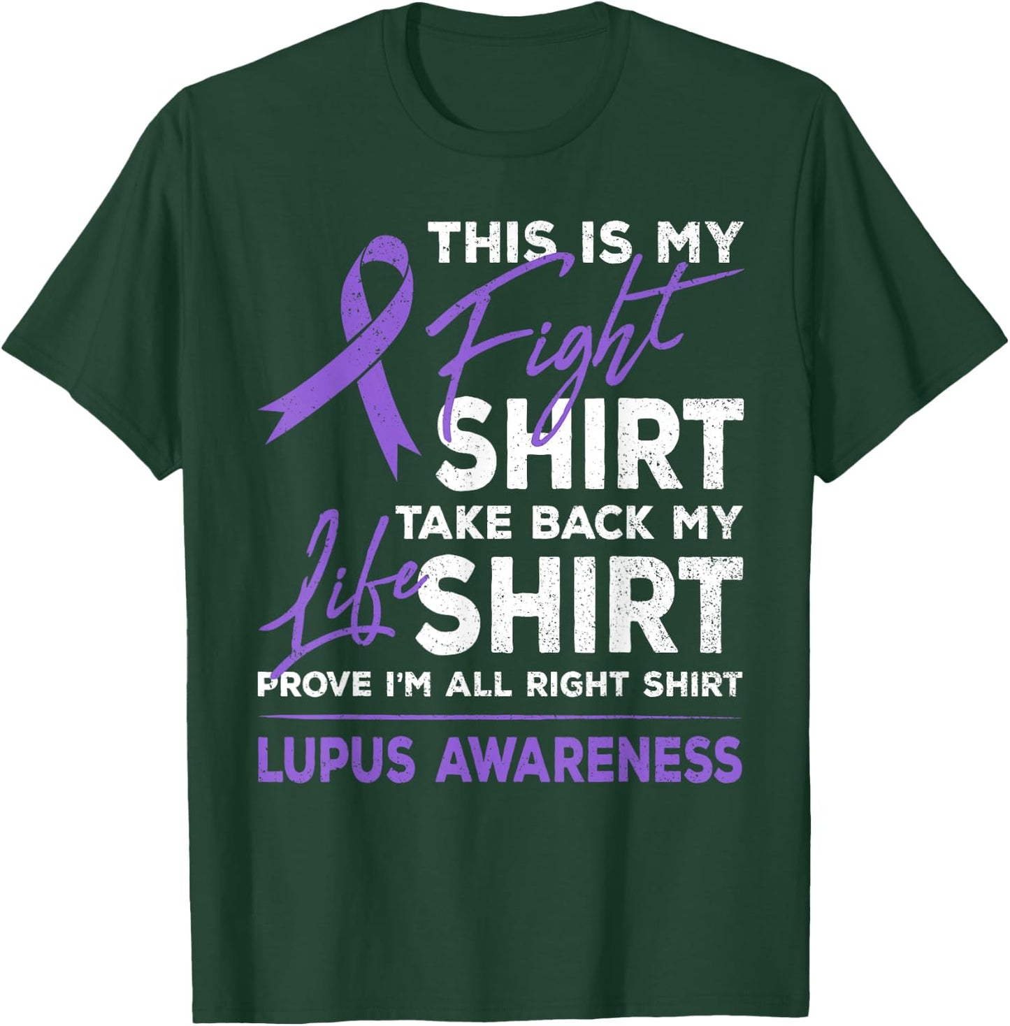 This Is My Fight Shirt Lupus Awareness Support Purple Ribbon T-Shirt - T-Shirt | Forest