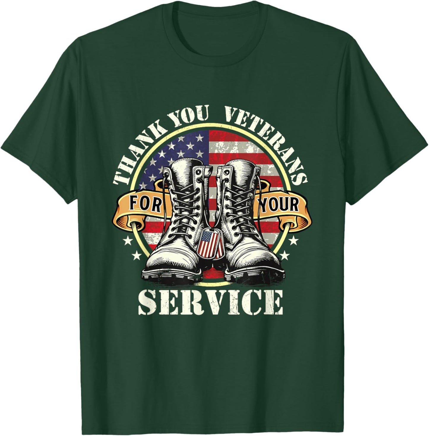 Veterans Day Shirts - Thank You Veterans For Your Service - Patriotic Military - -Adult - Black - Small - Short Sleeve T-Shirt - T-Shirt | Forest