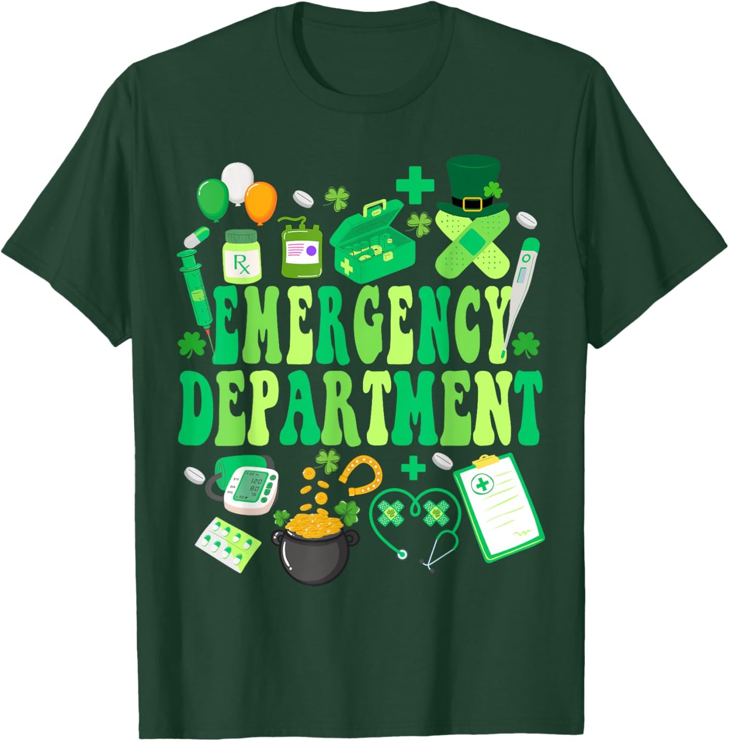 Emergency Department St Patricks Day Emergency Room Nurse T-Shirt - T-Shirt | Forest