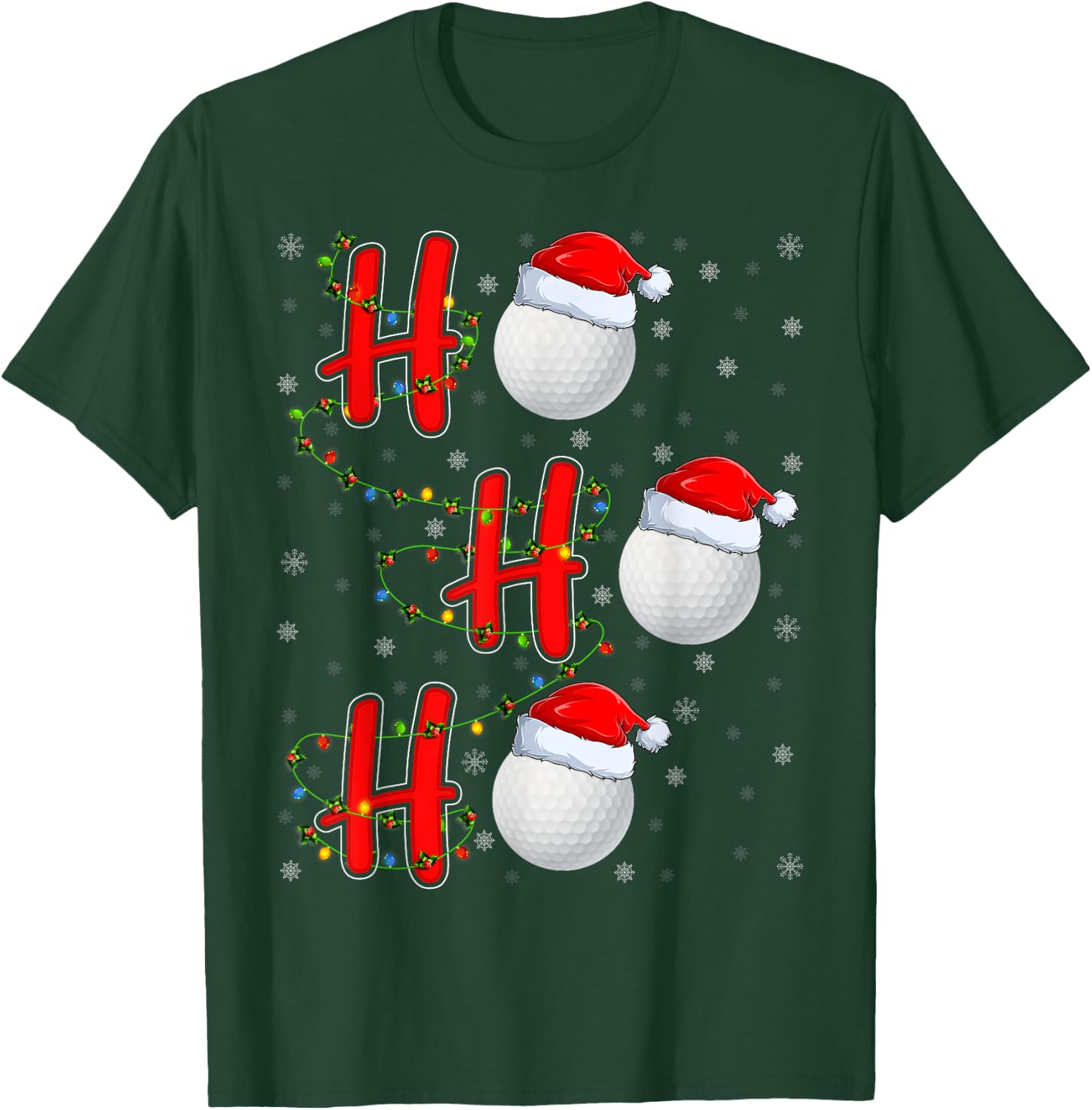 Golf Lighting Xmas Santa Ho Ho Ho Golf Christmas T-Shirt - T-Shirt | Forest