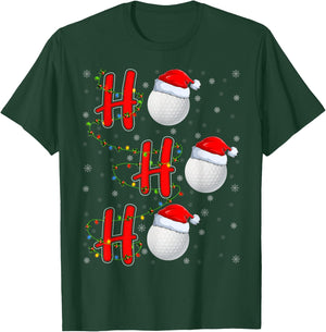 Golf Lighting Xmas Santa Ho Ho Ho Golf Christmas T-Shirt - T-Shirt | Forest