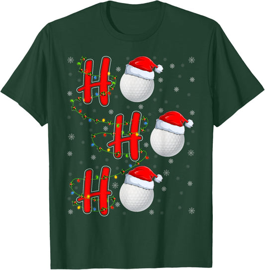 Golf Lighting Xmas Santa Ho Ho Ho Golf Christmas T-Shirt - T-Shirt | Forest