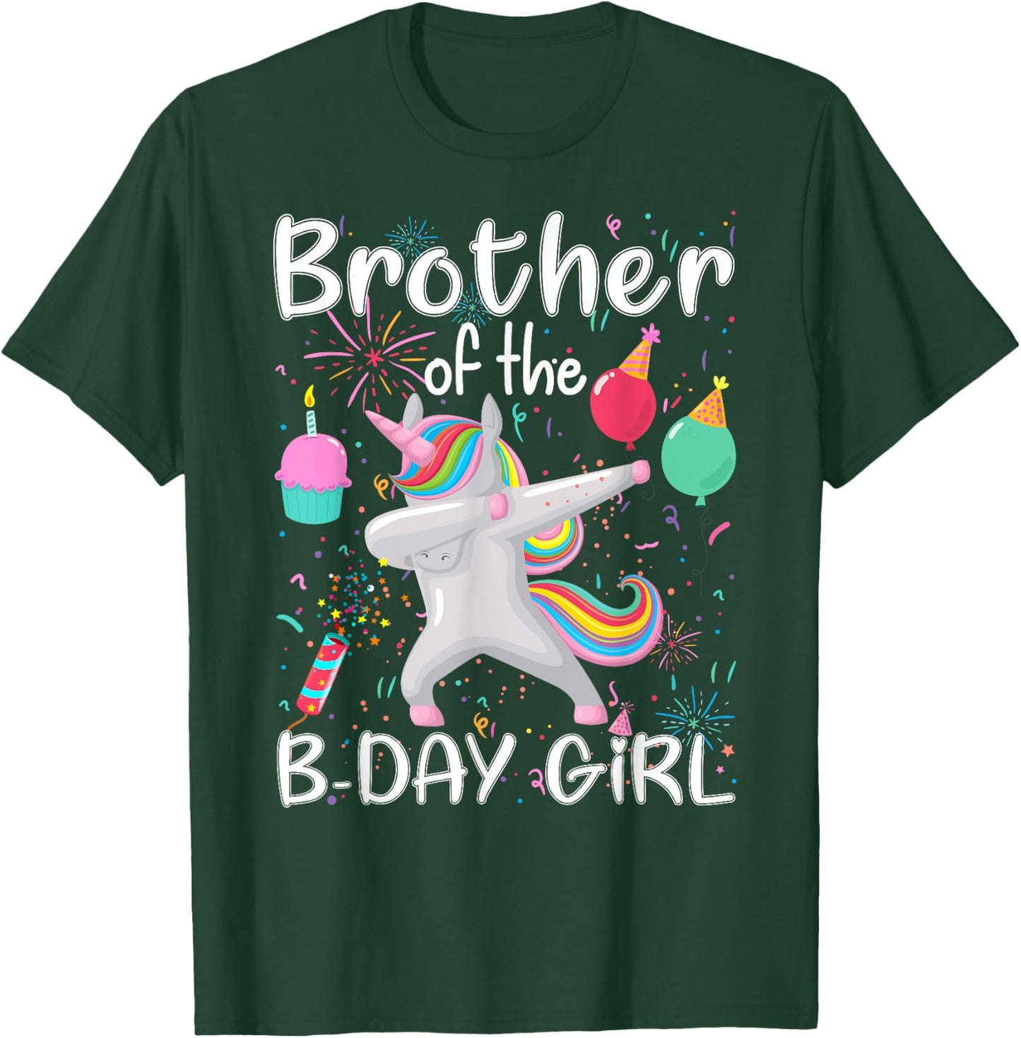 Brother of The Birthday Girl Unicorn Dabbing Party T-Shirt - T-Shirt | Forest