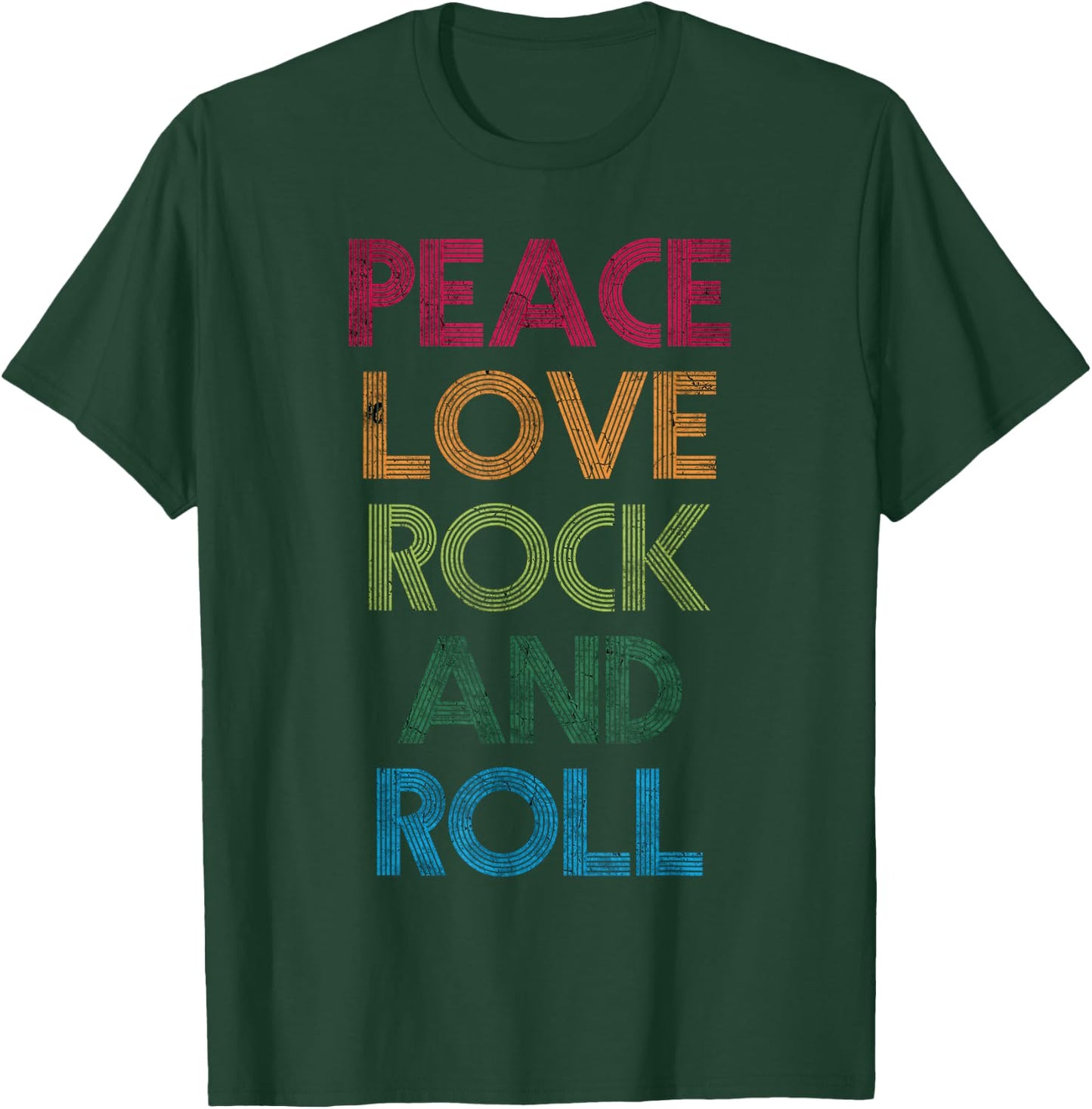 Peace Love Rock & Roll, I Love Rock & Roll, Cool Rock & Roll T-Shirt - T-Shirt | Forest