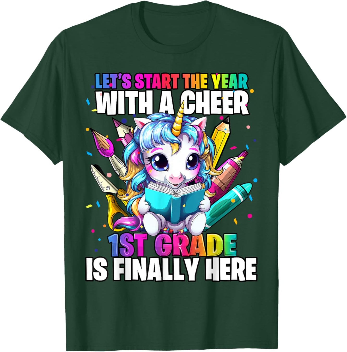 Unicorn 1st Grade Back to School First Day of School Girls T-Shirt - T-Shirt | Forest
