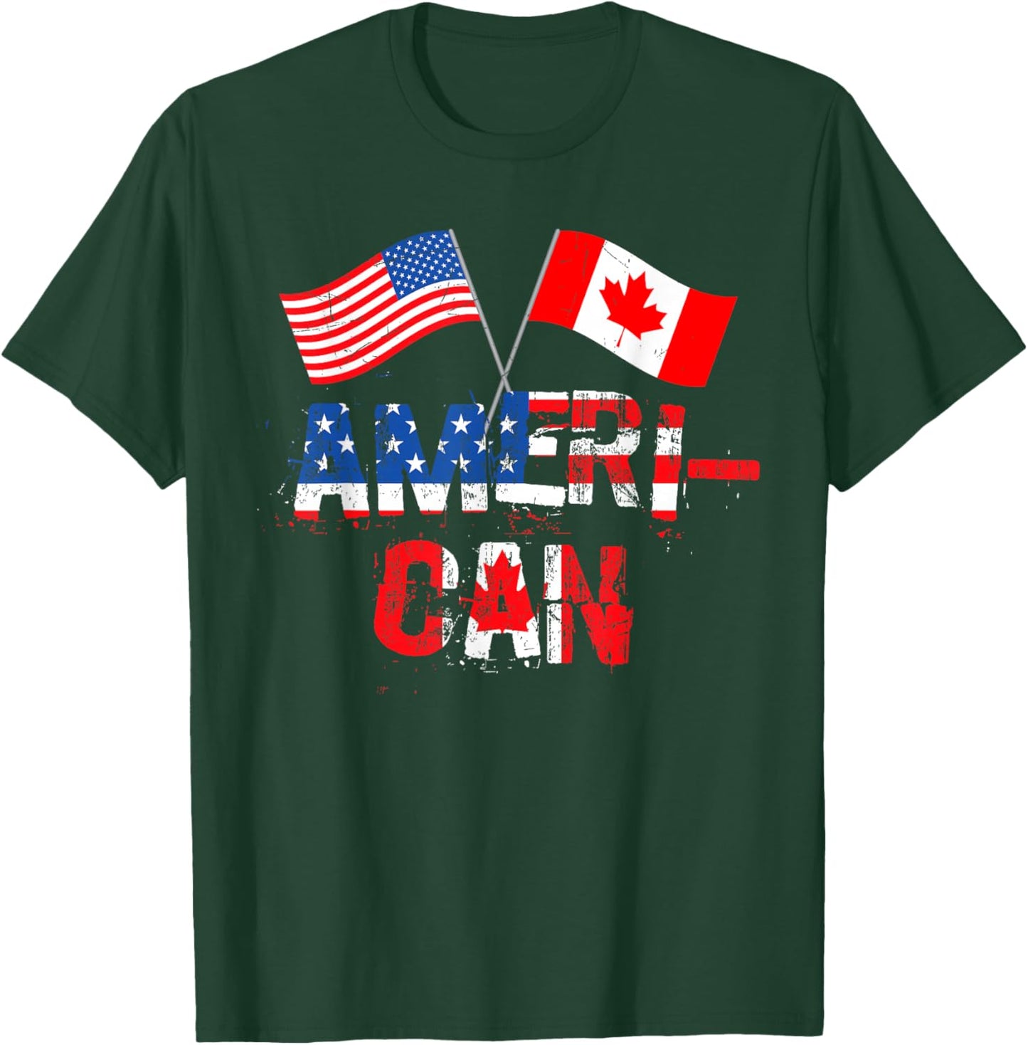 Retro Ameri-Can Canada USA Flag Patriotic Canadian American T-Shirt - T-Shirt | Forest