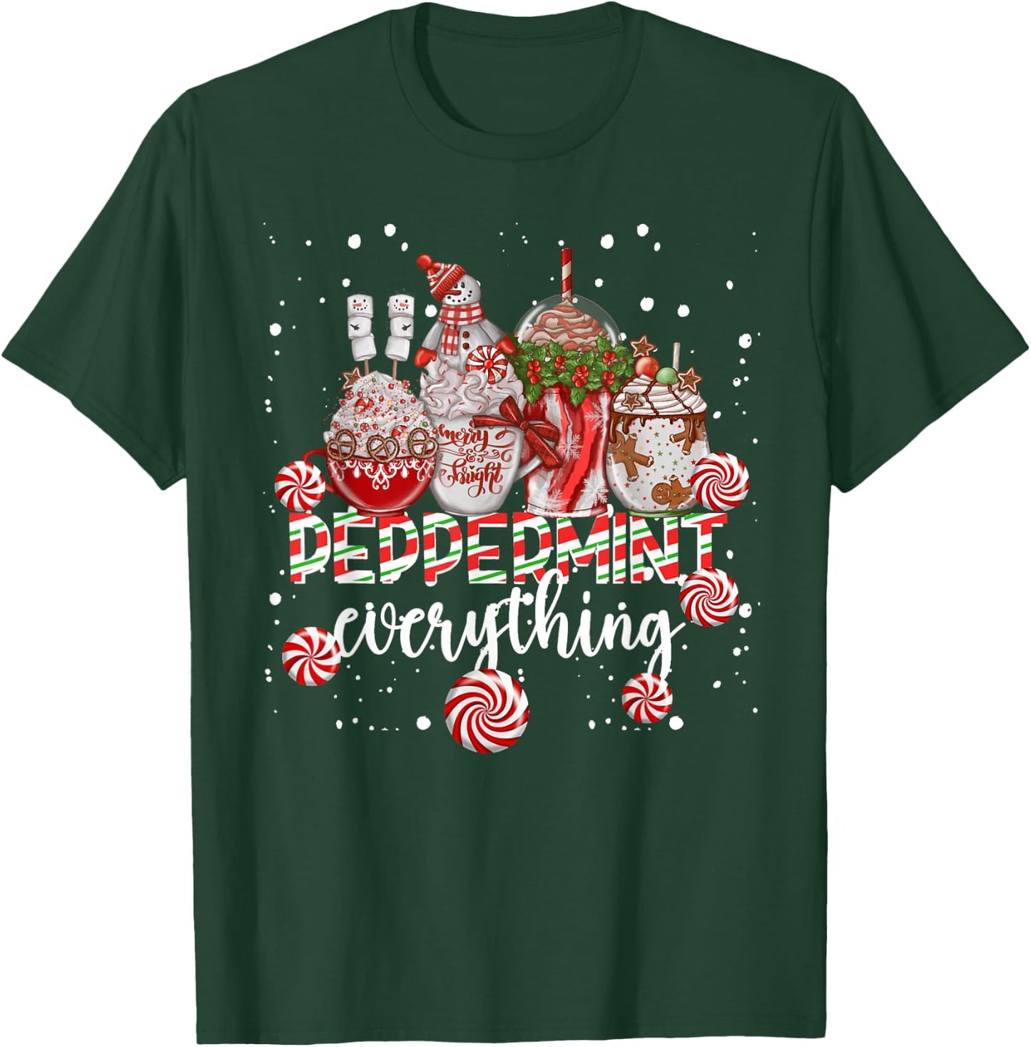 Christmas Peppermint Everything Coffee Chocolate Mocha Xmas T-Shirt - T-Shirt | Forest