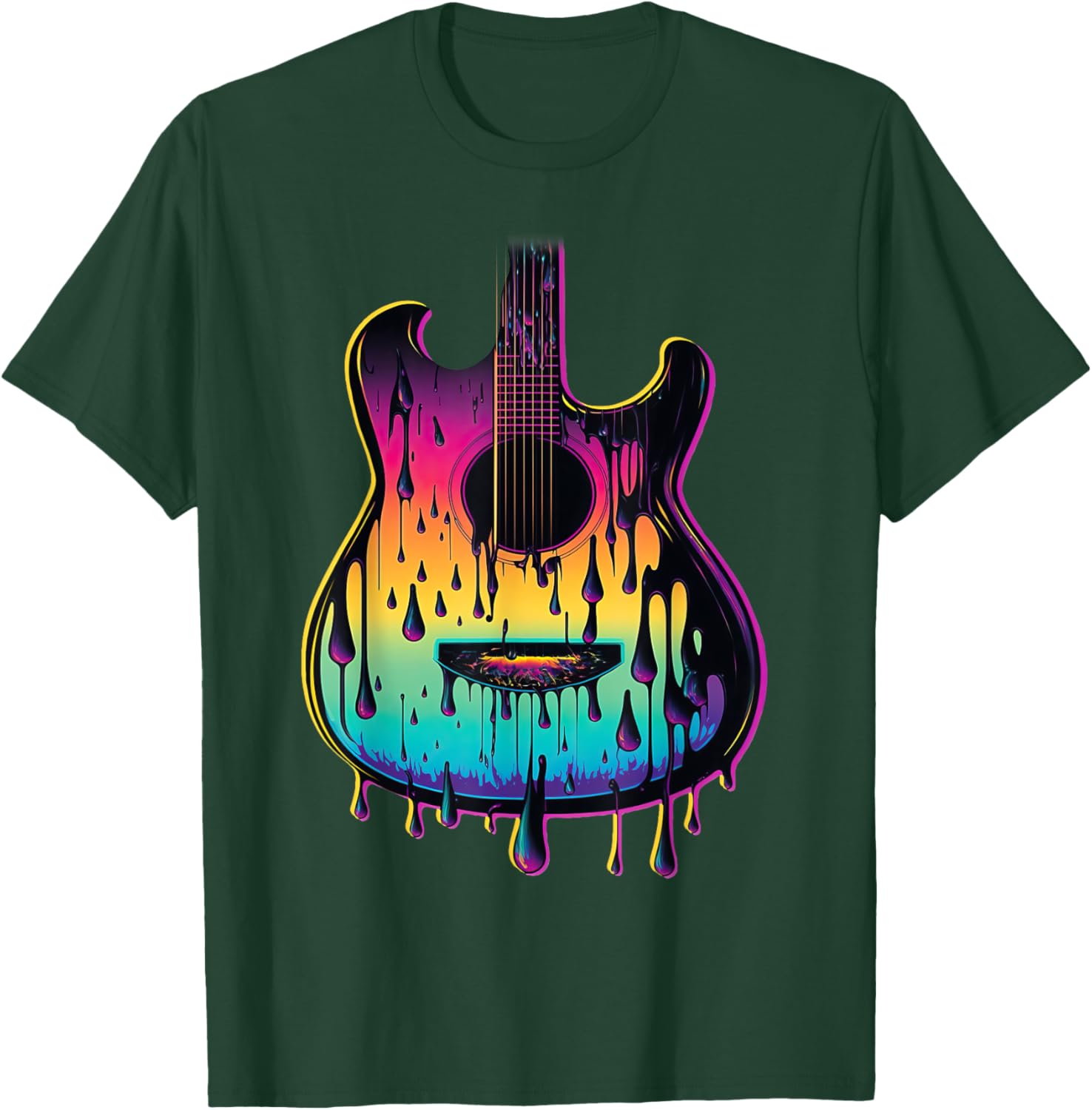 Guitar Graphic Music Lover - Acoustic Guitar Player Musician T-Shirt - T-Shirt | Forest