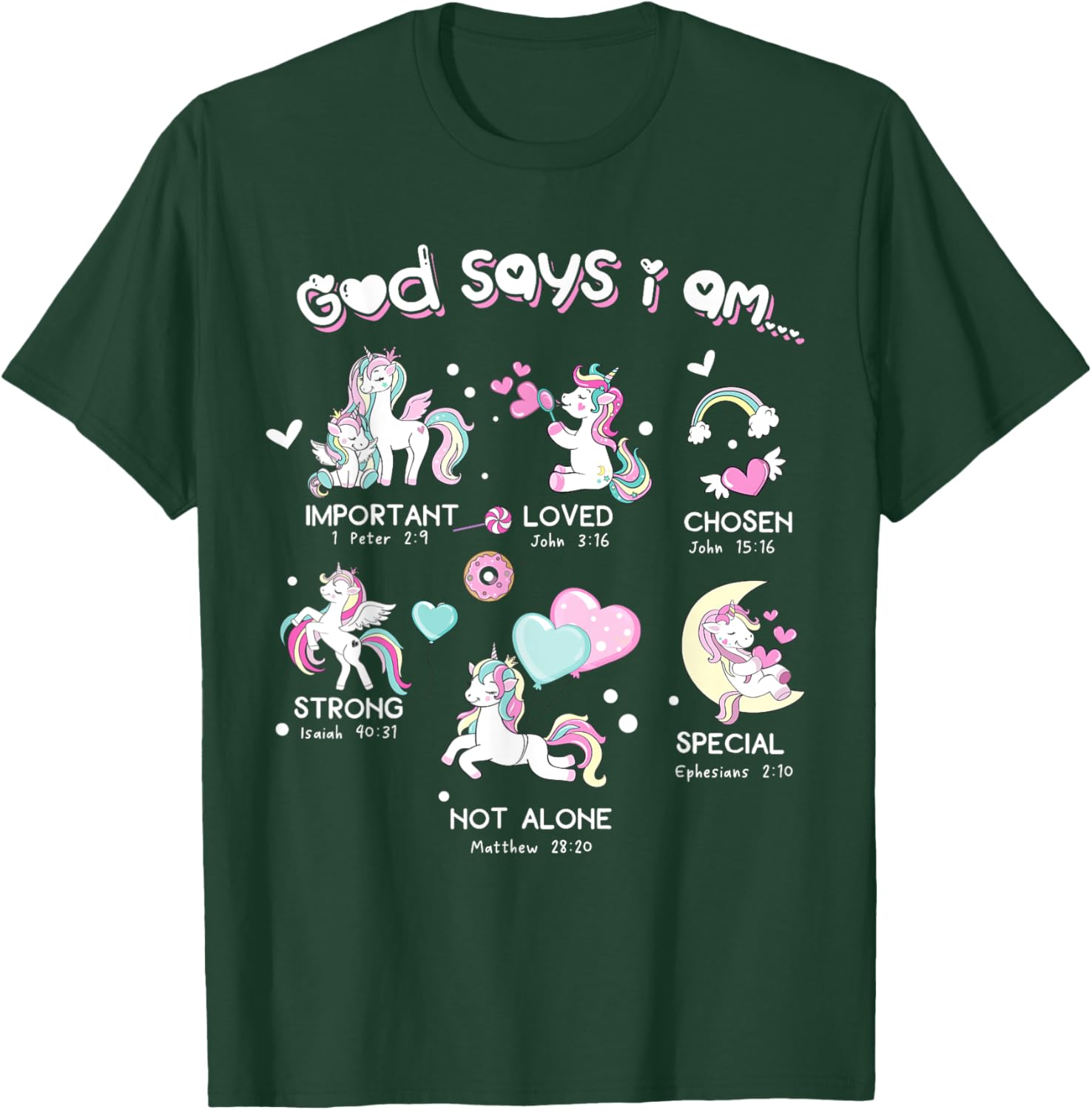 God Says I'm Cute Funny Unicorn Christian Girl Bible Lover T-Shirt - T-Shirt | Forest