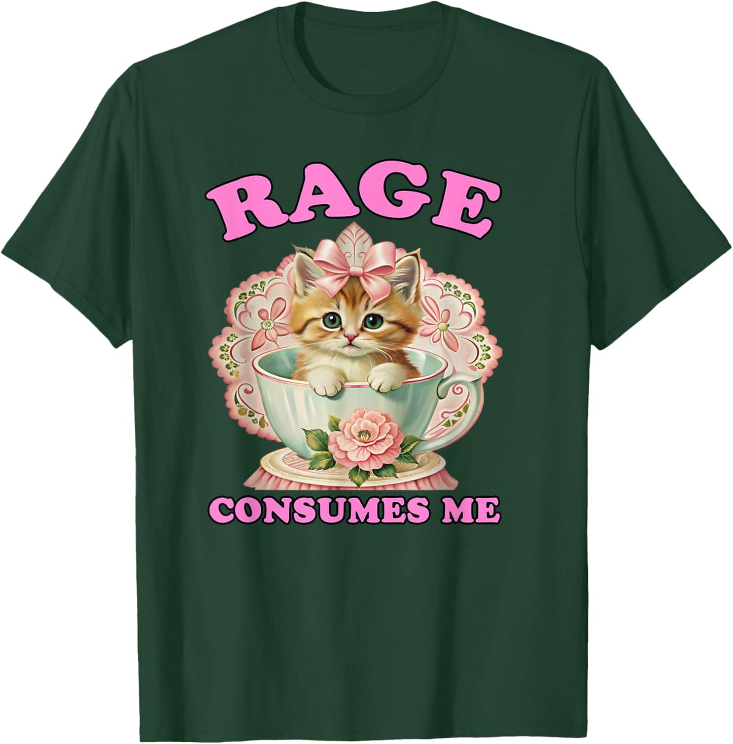 Rage Consumes Me, Funny Kitten Cat Mental Health Meme Retro T-Shirt - T-Shirt | Forest