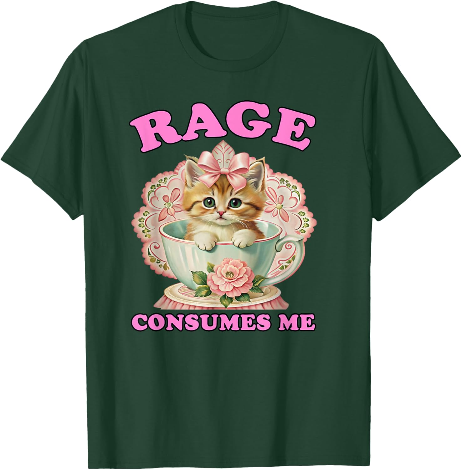 Rage Consumes Me, Funny Kitten Cat Mental Health Meme Retro T-Shirt - T-Shirt | Forest