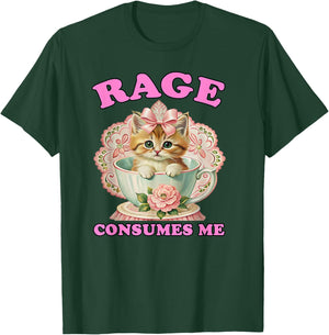 Rage Consumes Me, Funny Kitten Cat Mental Health Meme Retro T-Shirt - T-Shirt | Forest
