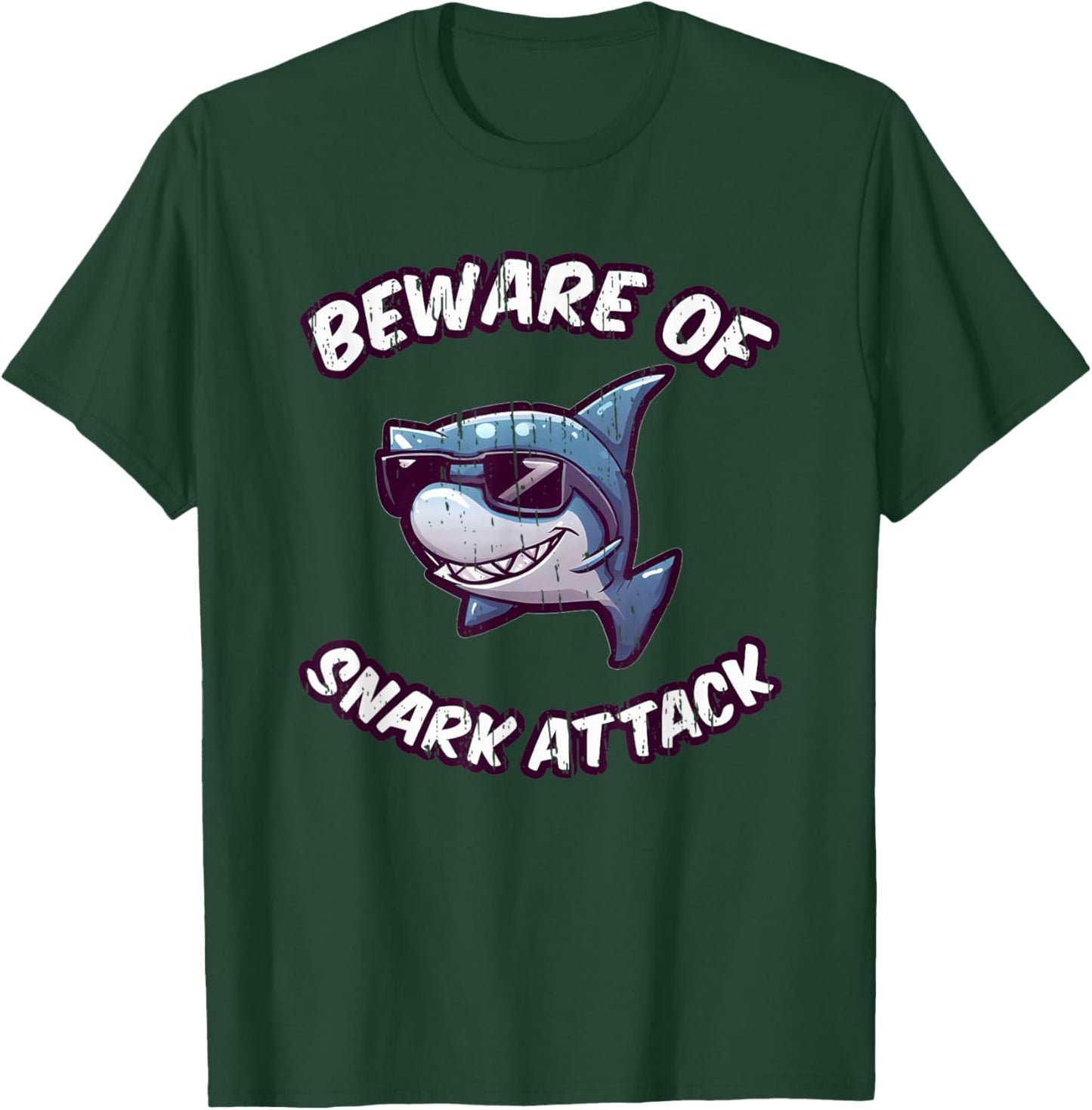 Beware of Snark Attack Funny Kids and Teens Cartoon Shark T-Shirt - T-Shirt | Forest