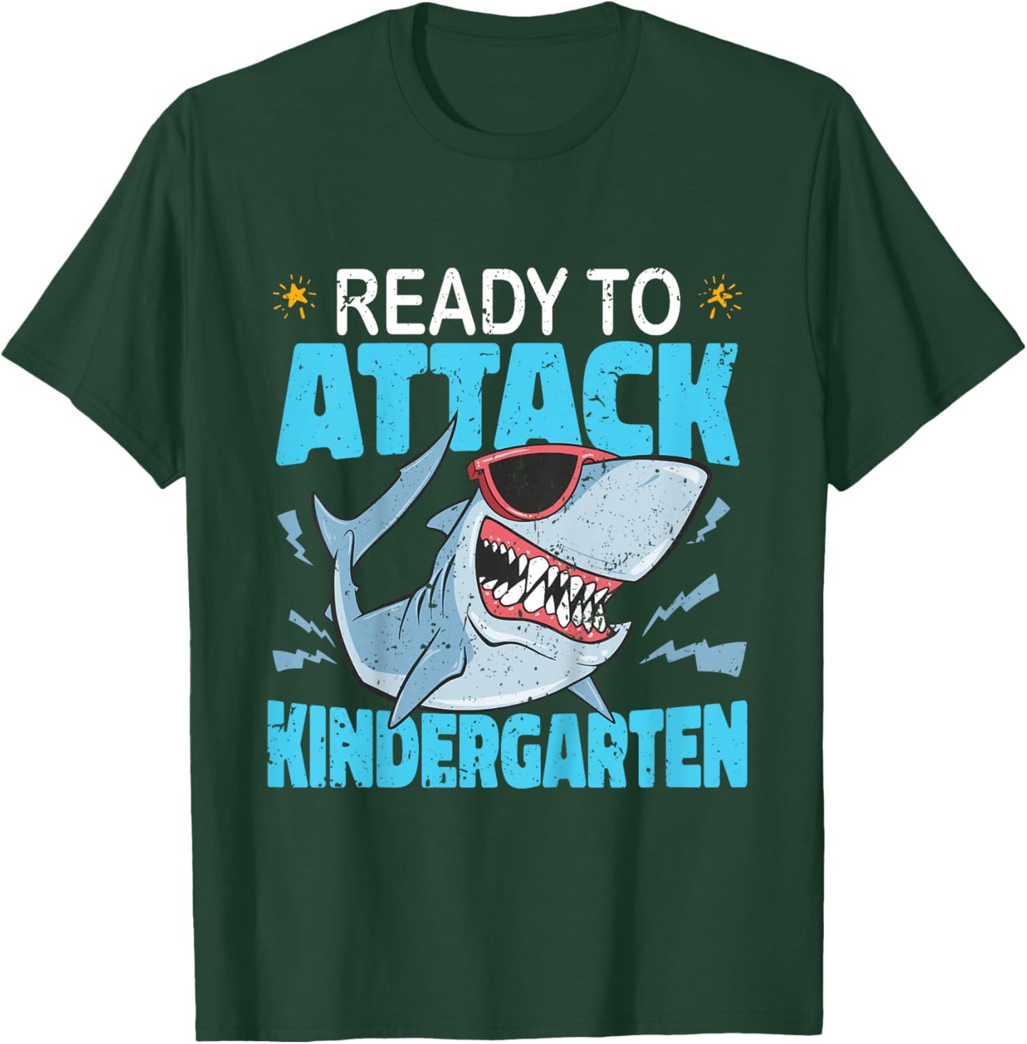 Kids Shark Ready To Attack Kindergarten Kids First Day Of School T-Shirt - T-Shirt | Forest