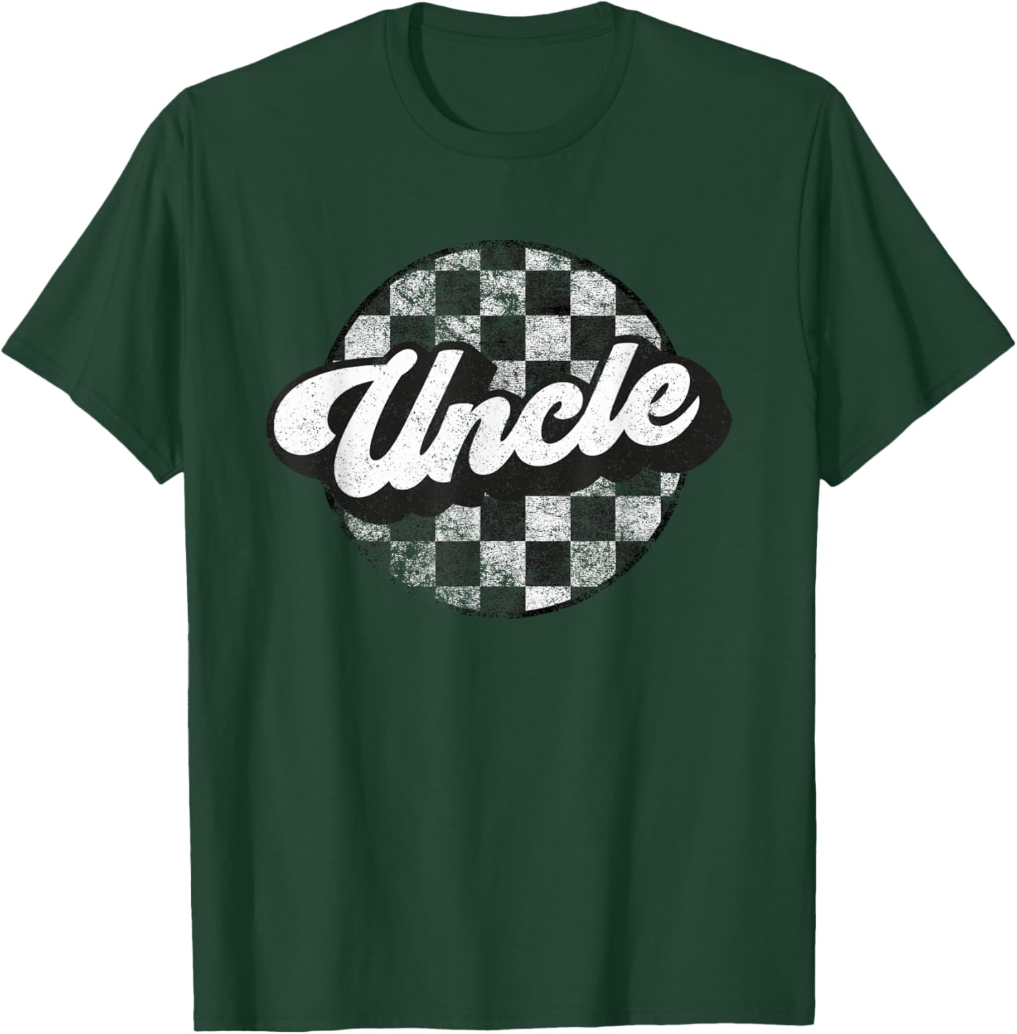 Funny Retro Checkered Uncle Race Vintage Matching Family T-Shirt - T-Shirt | Forest