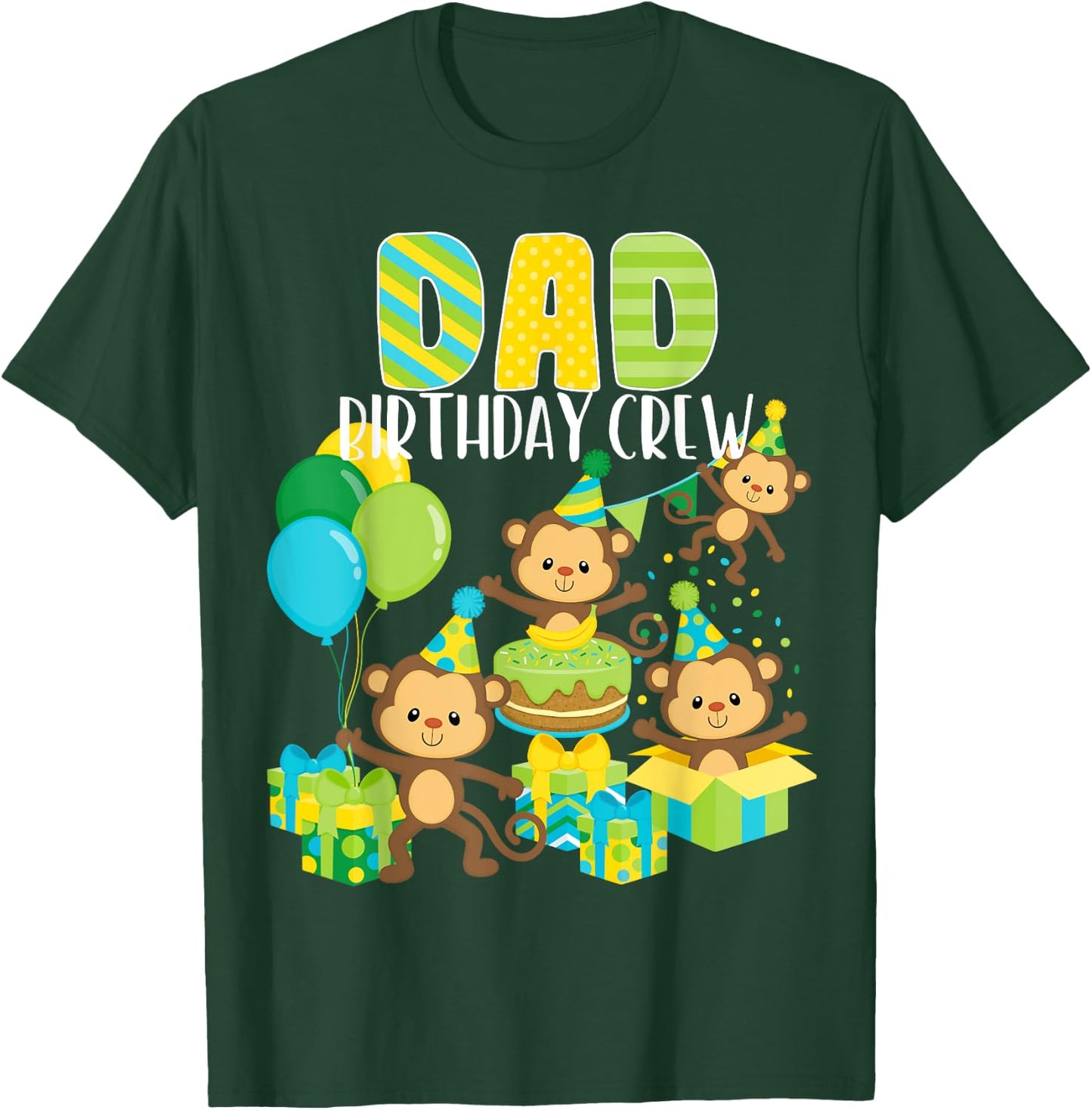 Birthday Monkey Dad Birthday Crew Bday Party Family Matching T-Shirt - T-Shirt | Forest