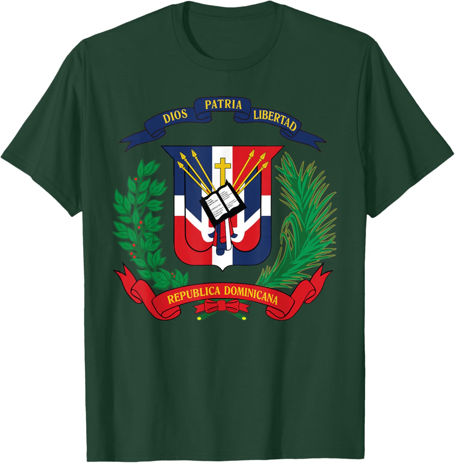 Dominikanische Republik Wappen National Emblem T-Shirt - T-Shirt | Forest