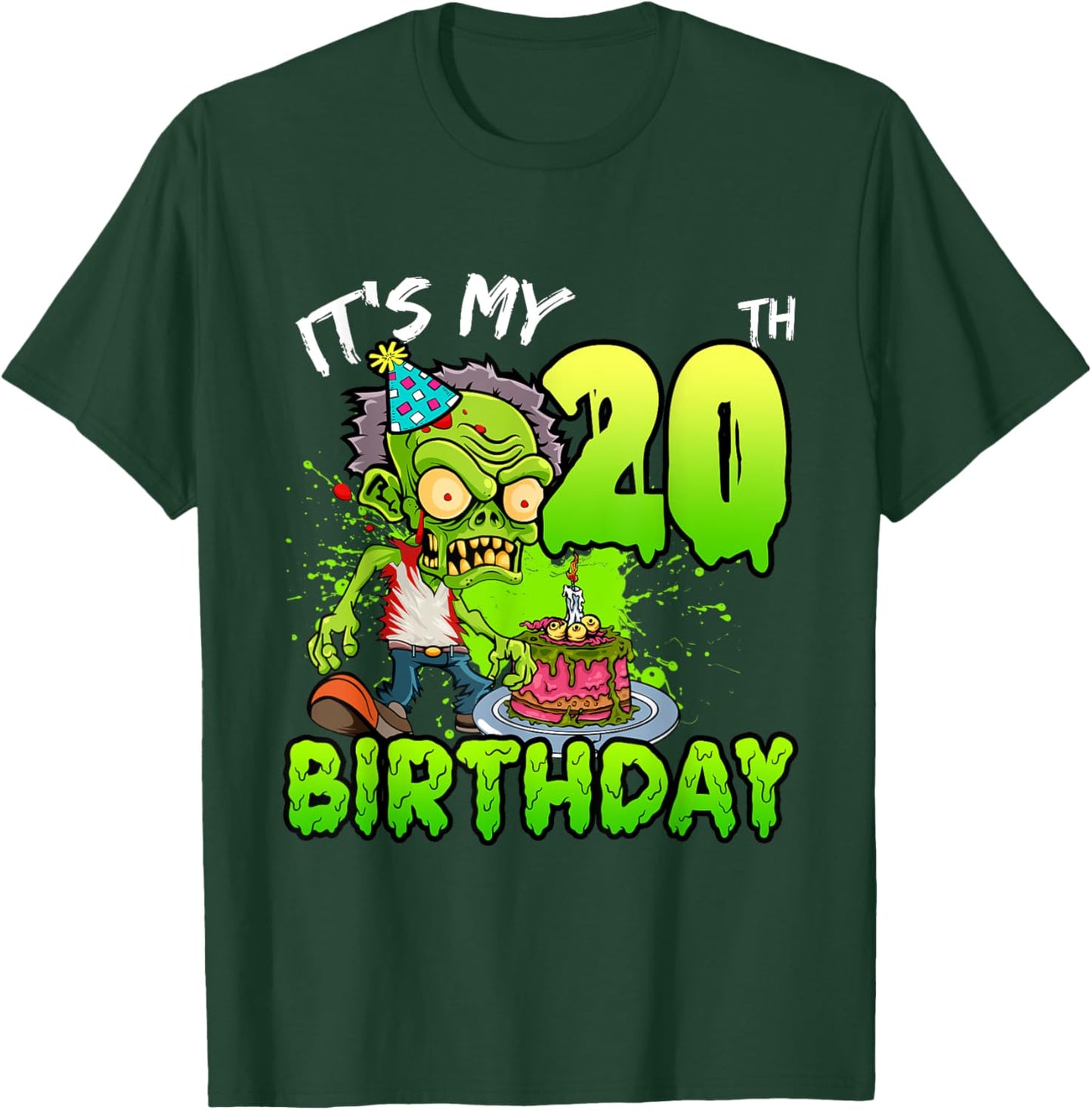 It's My 20th Birthday Zombie Lover 20 Year Old Boys Girls T-Shirt - T-Shirt | Forest