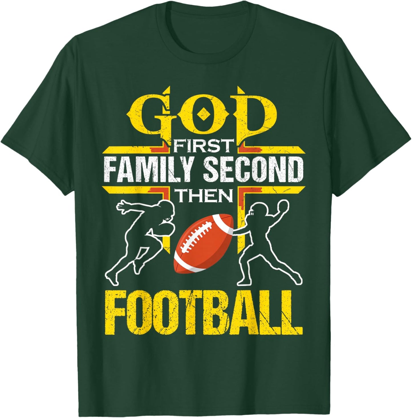 God First Family Second Then Football women T-Shirt - T-Shirt | Forest