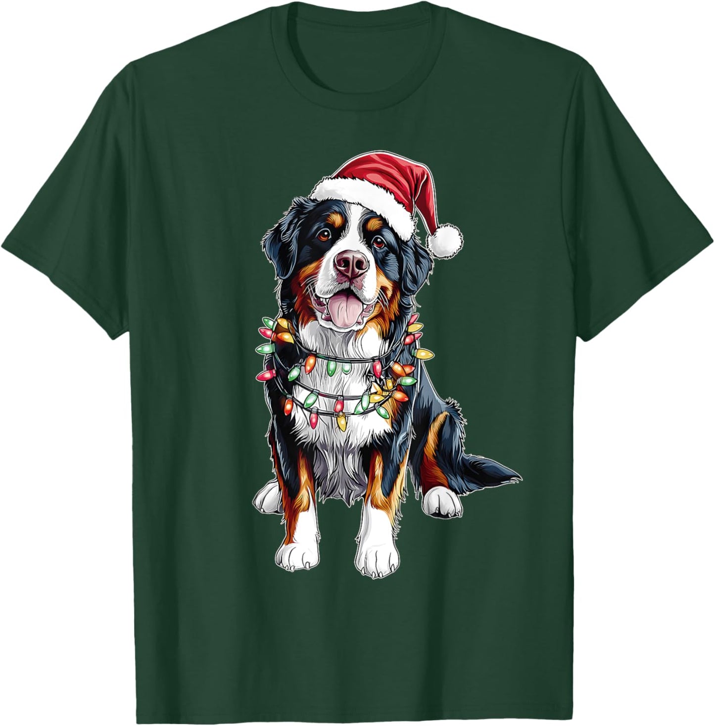 Cute Bernese Mountain Dog Christmas Hat Xmas T-Shirt - T-Shirt | Forest