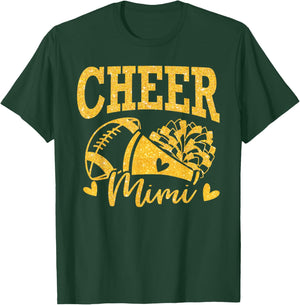 Cheer Mimi Biggest Fan Black Gold Pom Pom Mothers Day T-Shirt - T-Shirt | Forest