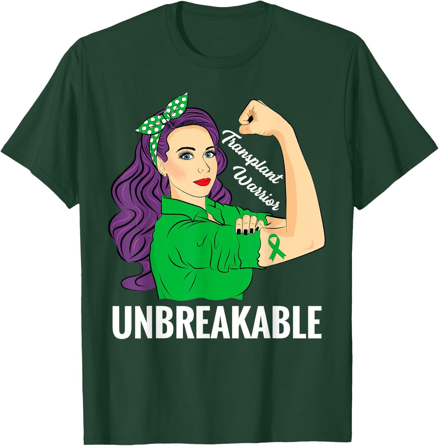 Transplant Warrior Unbreakable Organ Donor Awareness T-Shirt - T-Shirt | Forest