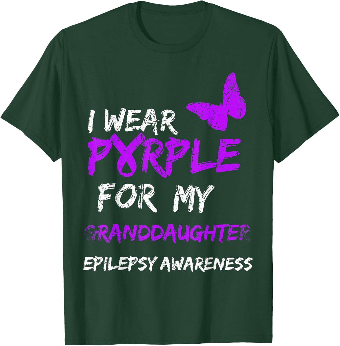 Epilepsy I Wear Purple For My Granddaughter Ribbon T-Shirt - T-Shirt | Forest