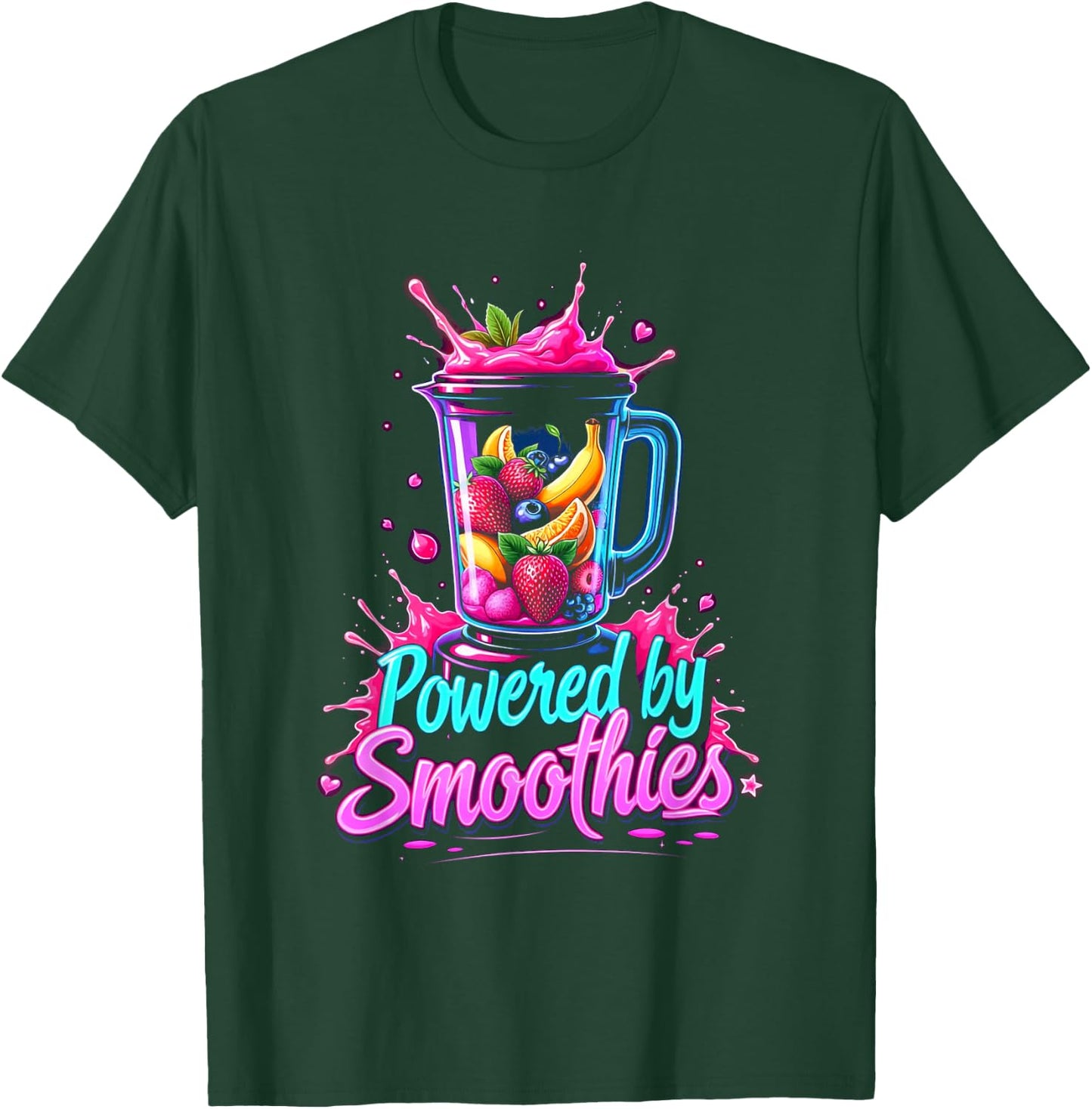 Powered By Smoothies Smoothie Health Drink Vegan Life T-Shirt - T-Shirt | Forest