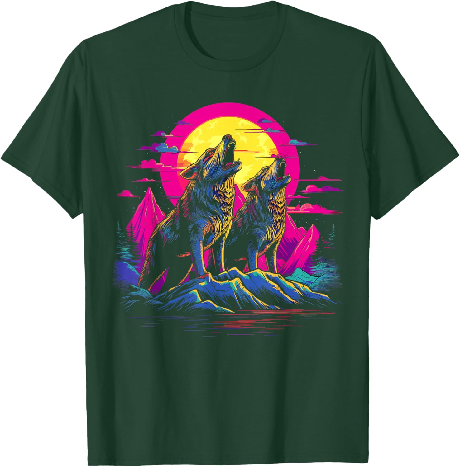 Wolves Moon Howling Wolf T-Shirt - T-Shirt | Forest