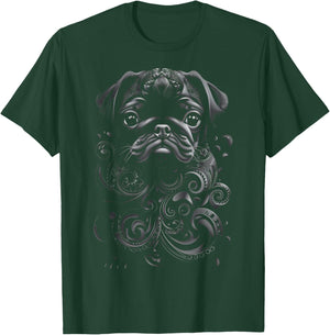 Black Pug Tribal Vintage Retro Graphic T-Shirt - T-Shirt | Forest