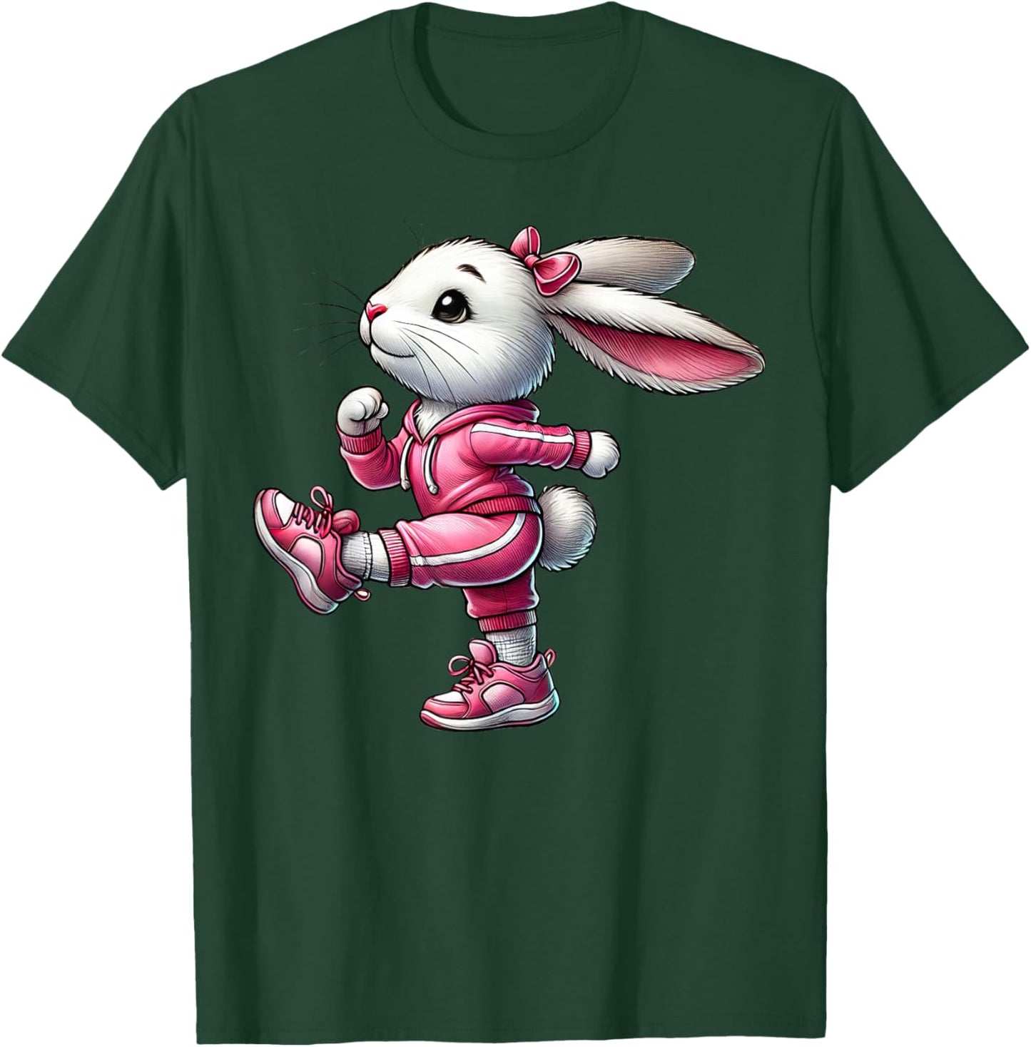 Easter Bunny Exercising Gym Fitness Workout Training T-Shirt - T-Shirt | Forest