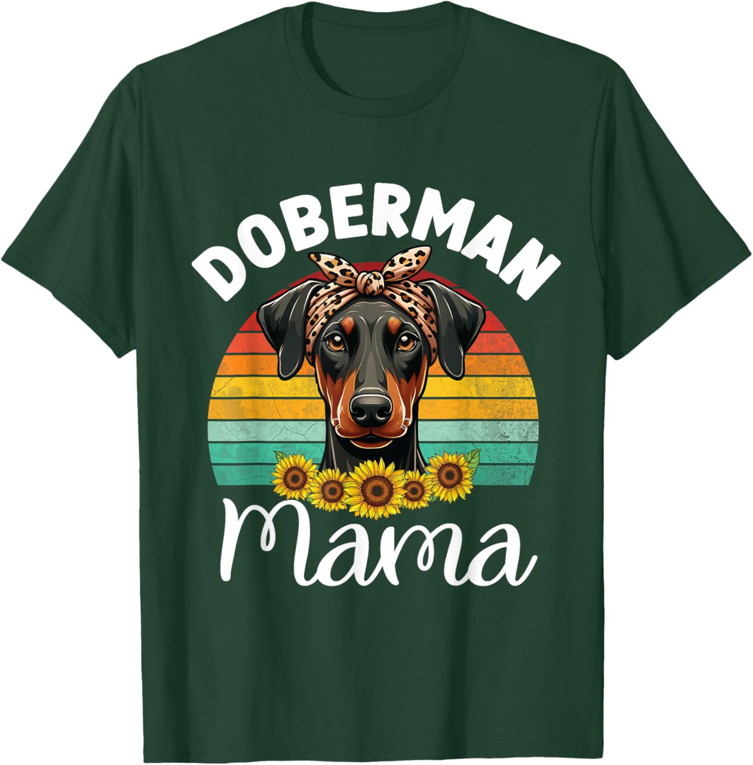 Vintage Doberman Pinscher Mama Retro Dog Lovers Mother's Day T-Shirt - T-Shirt | Forest