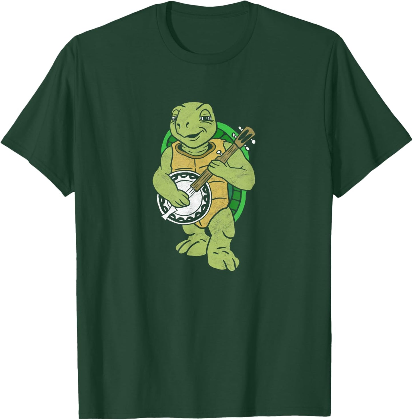 Banjo Turtle Vintage Funny Terrapin Bluegrass Graphic T-Shirt - T-Shirt | Forest