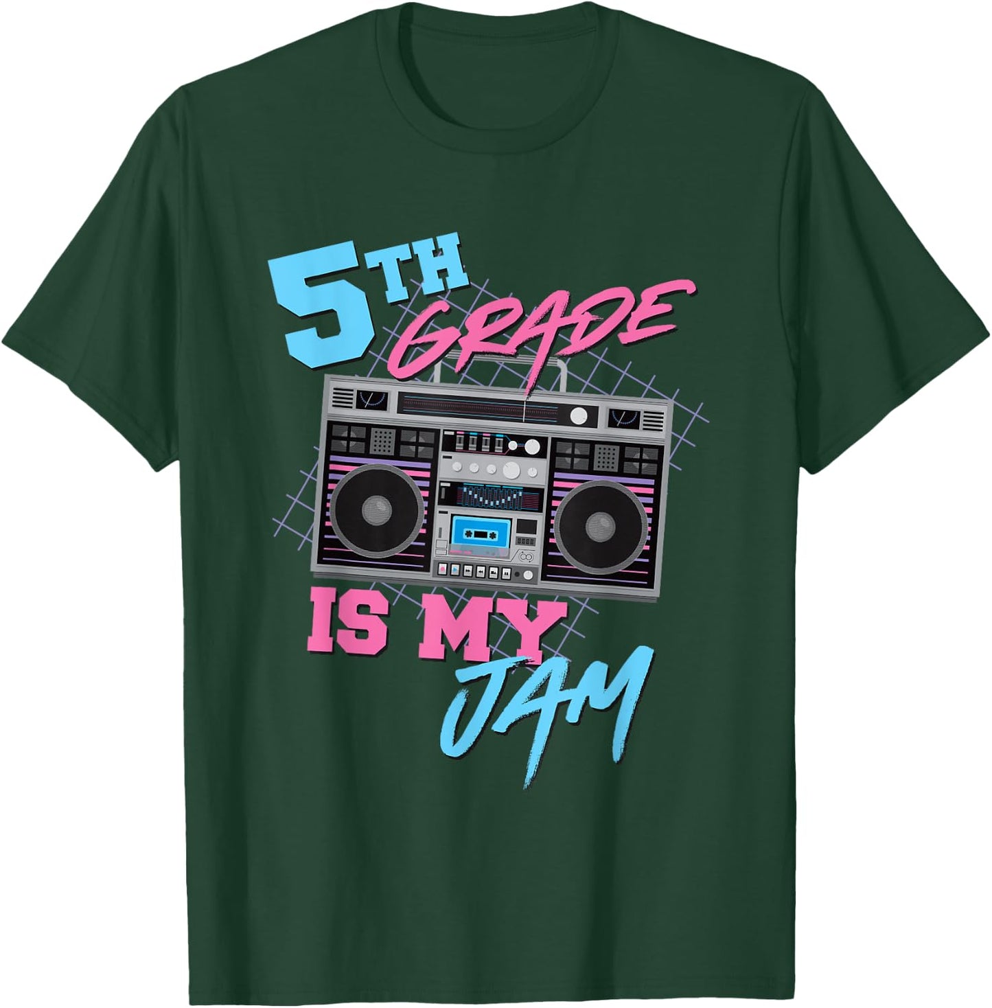 5th Grade Is My Jam - Vintage 80s Boombox Teacher Student T-Shirt - T-Shirt | Forest