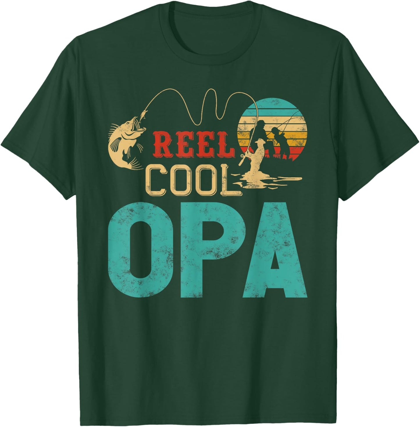 Reel cool Opa Fishing Father’s Day gift Fisherman Grandpa T-Shirt - T-Shirt | Forest