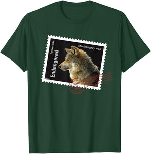USPS Endangered Species Mexican Gray Wolf Postmark T-Shirt - T-Shirt | Forest