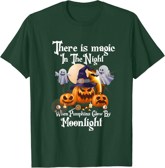 Magic In The Night Pumpkins Glow-Moonlight Halloween Ghost T-Shirt - T-Shirt | Forest