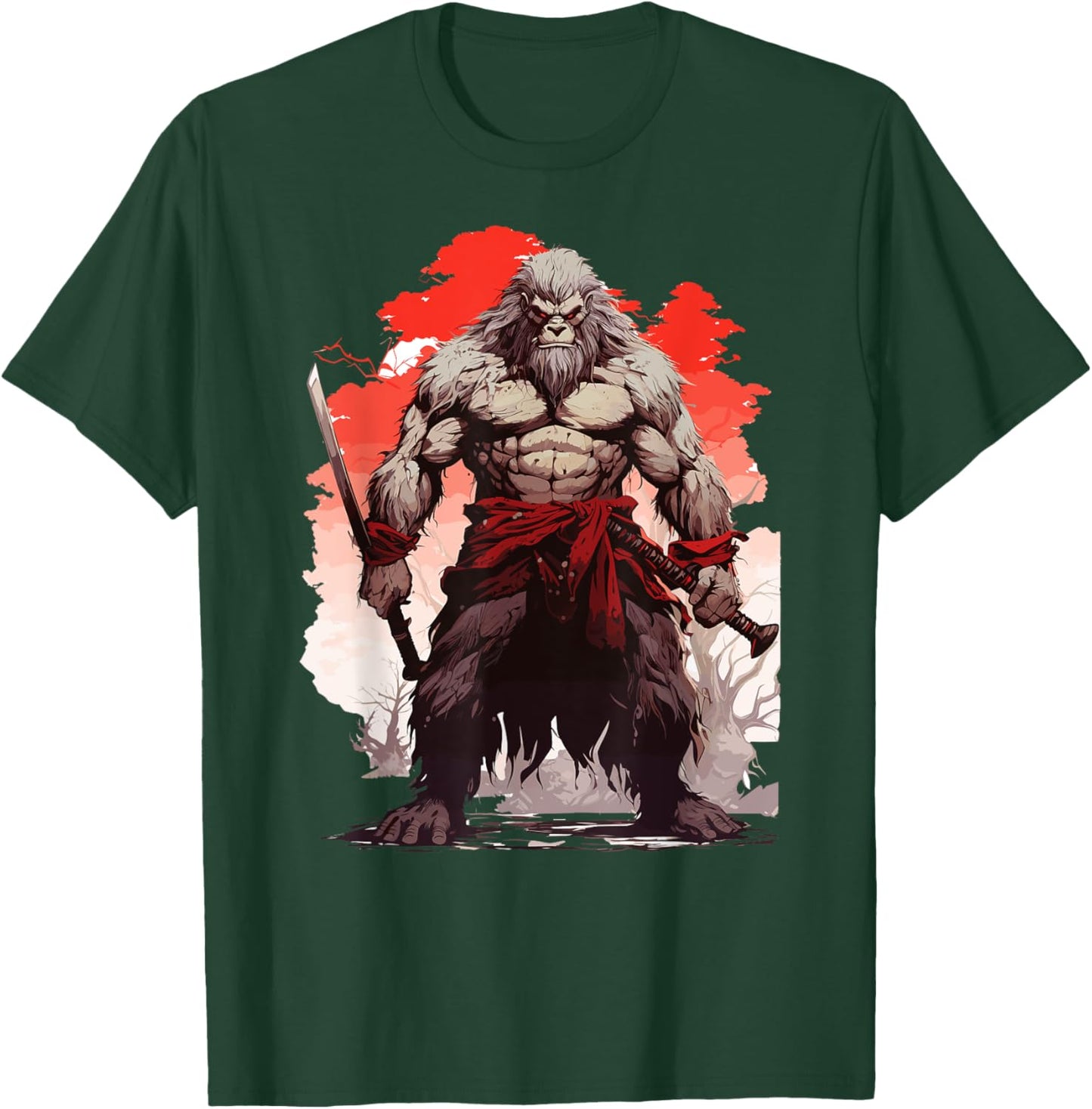 Samurai Bigfoot Warrior Japanese Ninja Bigfoot Kawaii T-Shirt - T-Shirt | Forest