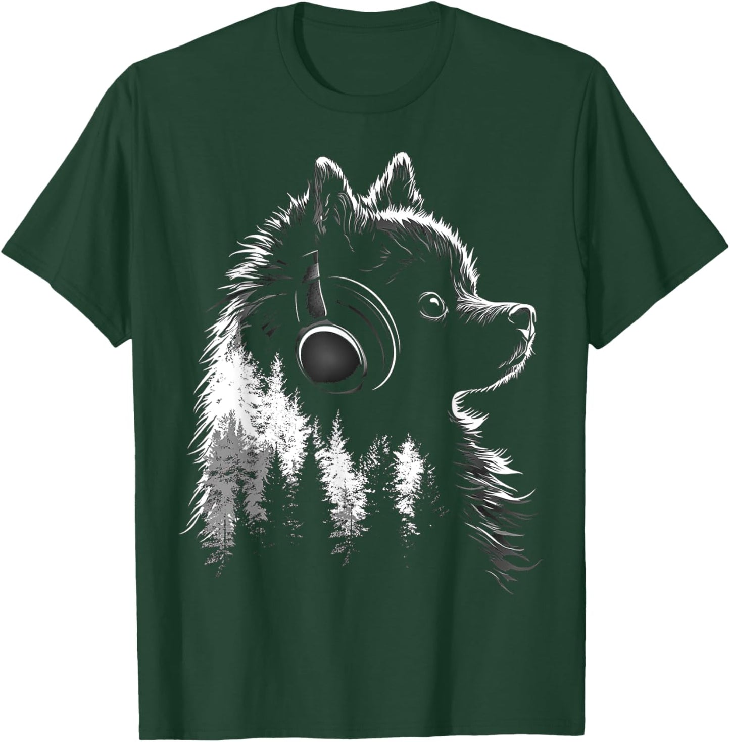 Pomeranian Dog Motif Pet Music Headphone Pomeranian T-Shirt - T-Shirt | Forest