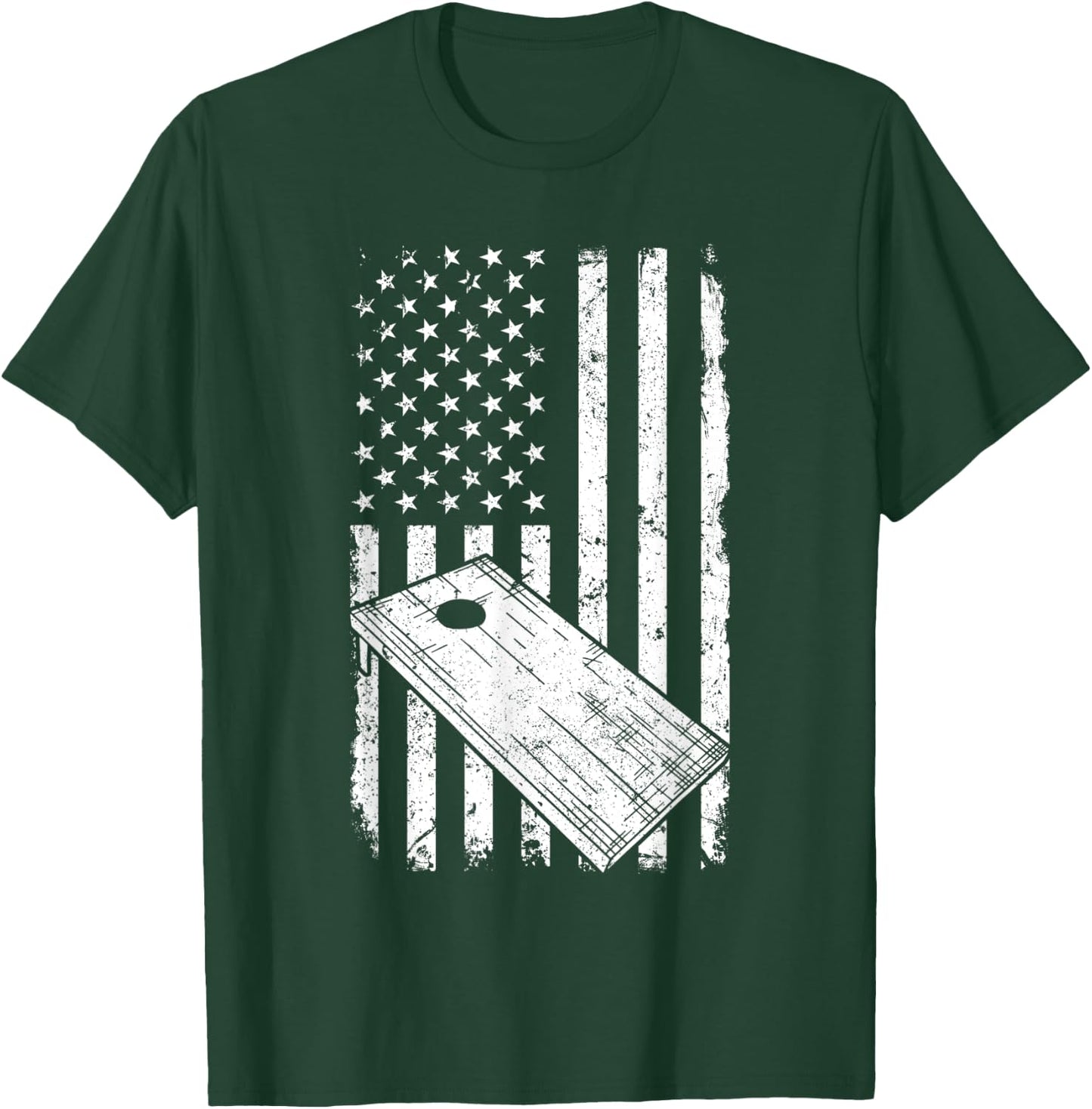 Cornhole American Flag Cornholer T-Shirt - T-Shirt | Forest
