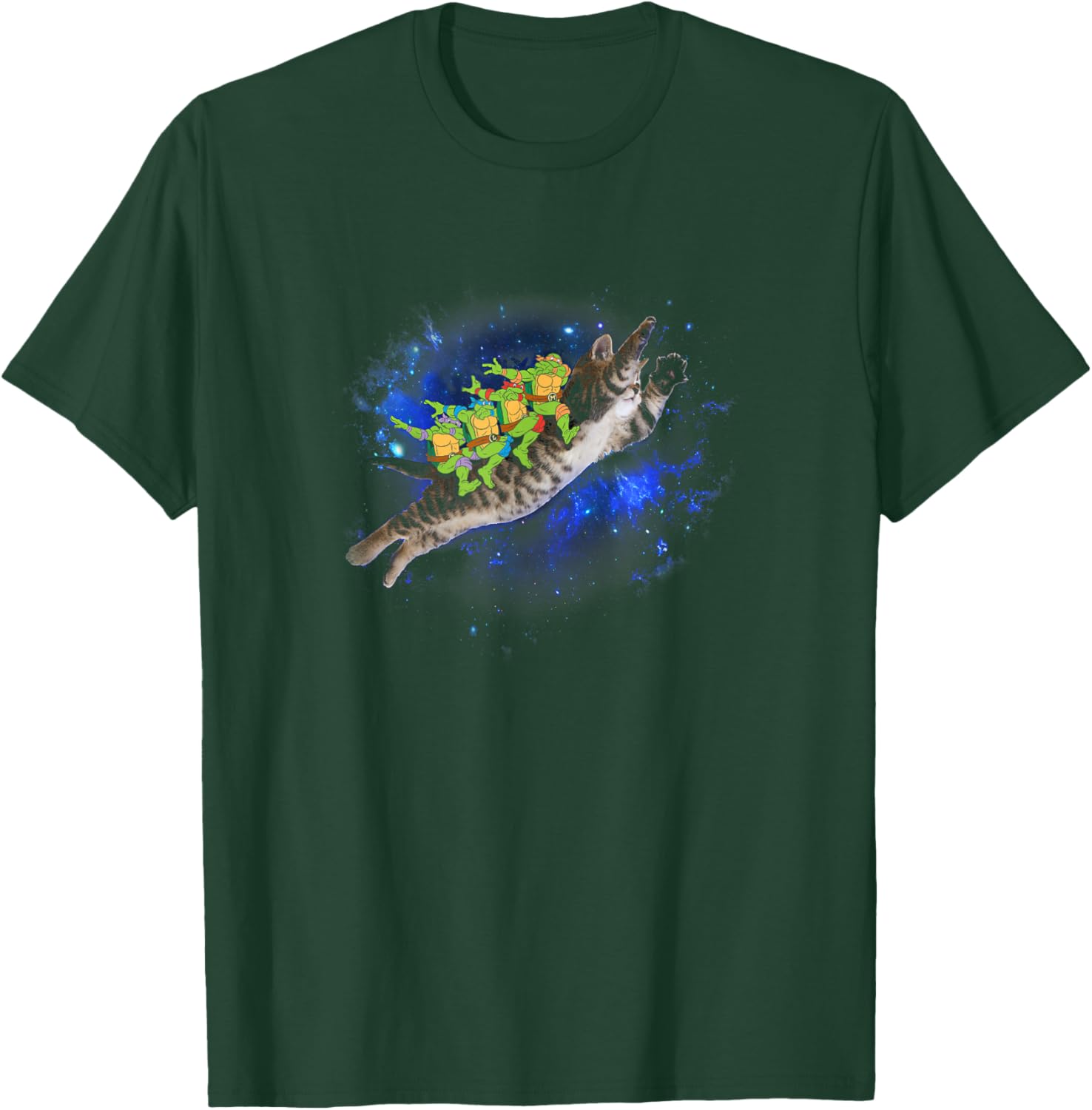 Teenage Mutant Ninja Turtles Power Dab Riding Cosmic Cat T-Shirt - T-Shirt | Forest