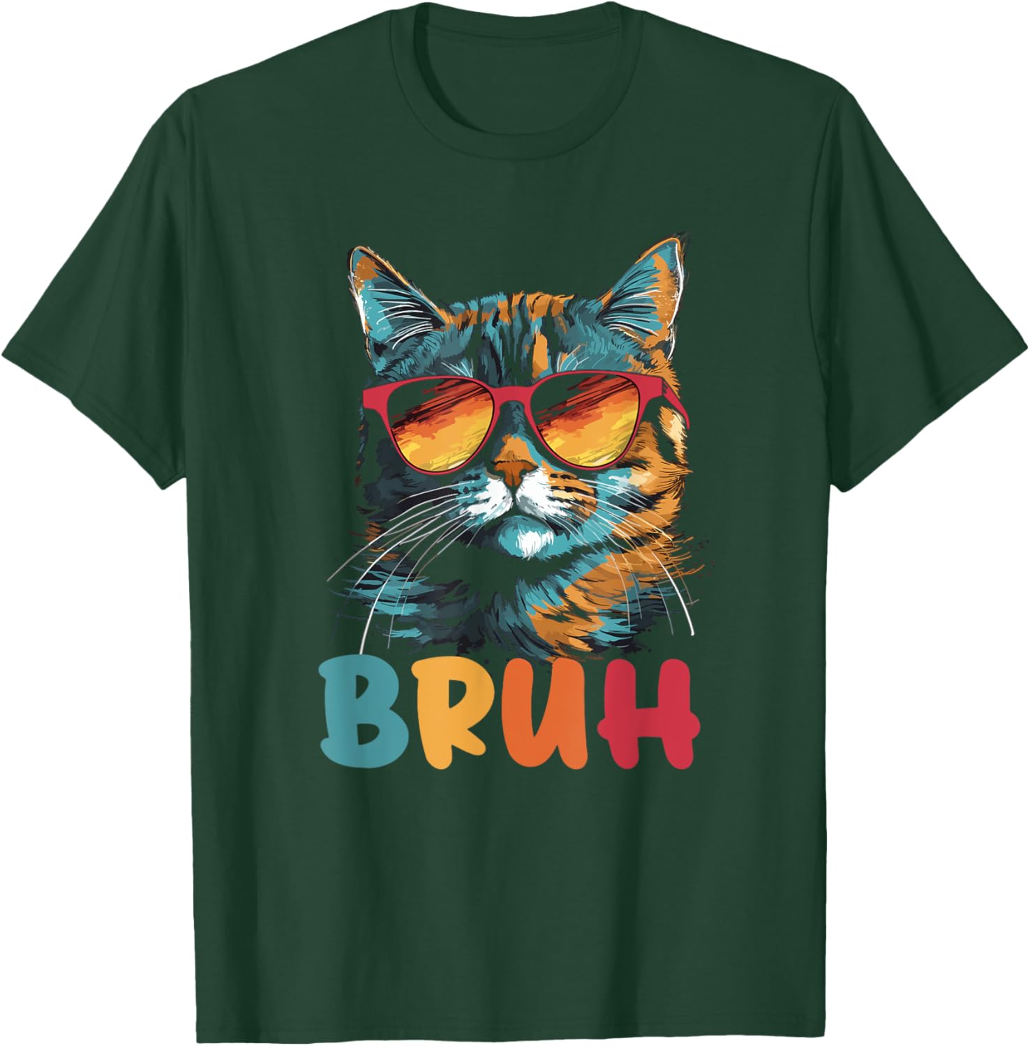 Funny Meme Saying Bruh with Cat Greetings Teens Boys Men T-Shirt - T-Shirt | Forest