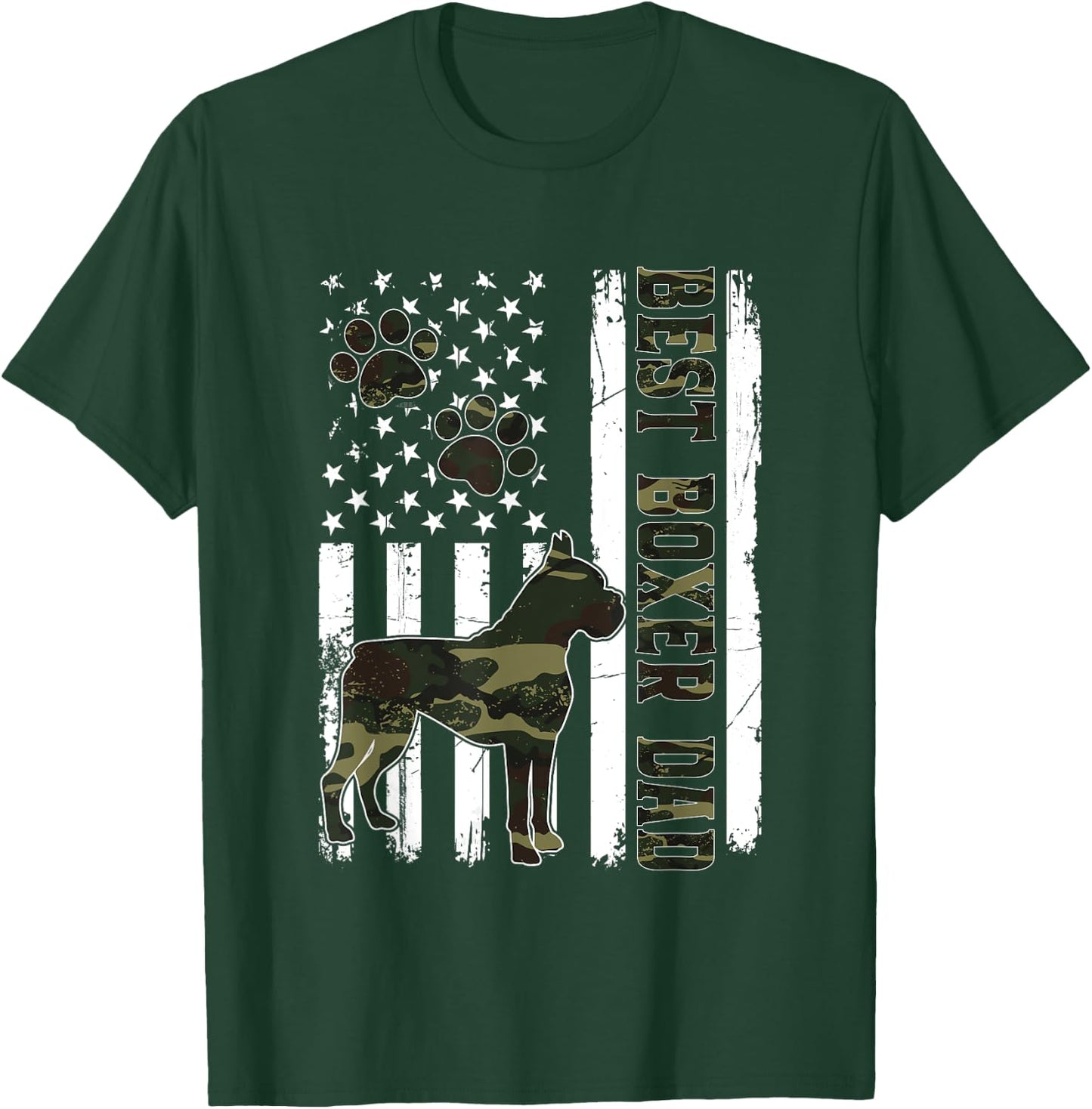 American Flag Best Boxer Dad Ever Dog Dad T-Shirt - T-Shirt | Forest