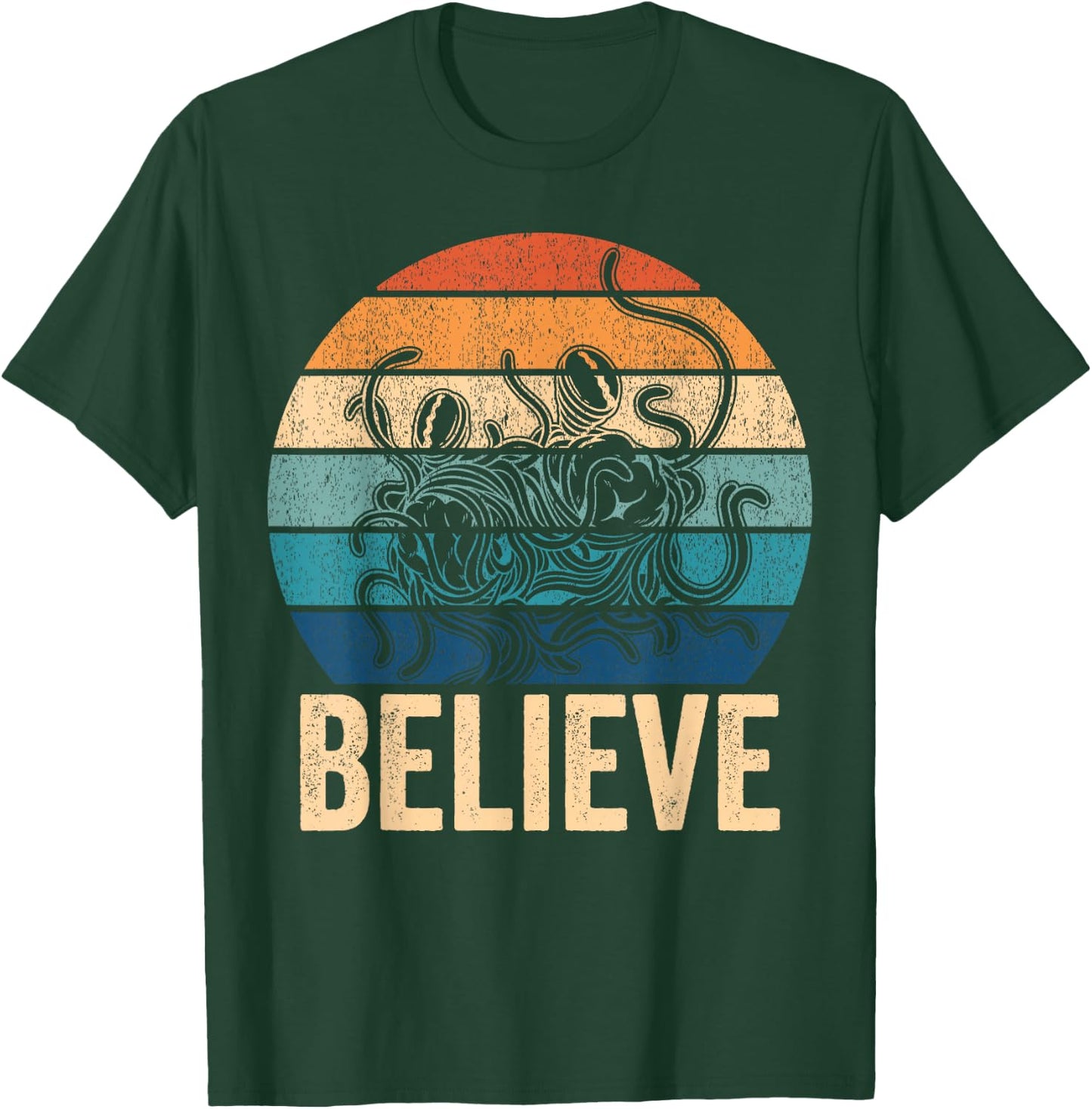 Believe Flying Spaghetti Monster FSM Pastafari Pastafarian T-Shirt - T-Shirt | Forest