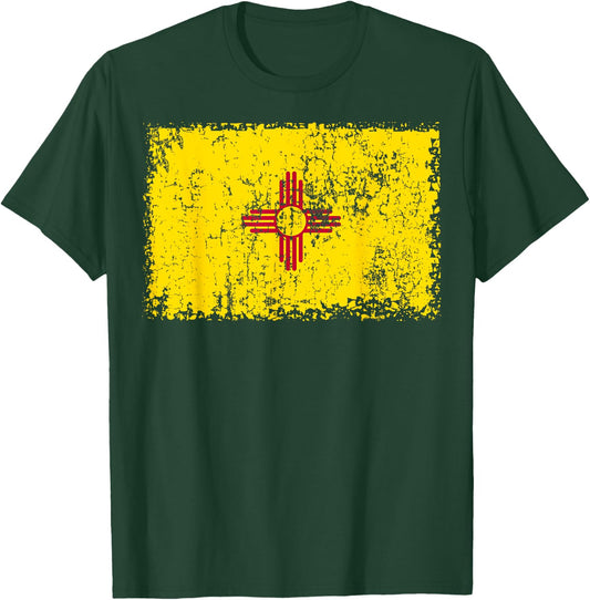 Vintage Zia Sun Distressed Zia Sun New Mexico Flag T-Shirt - T-Shirt | Forest