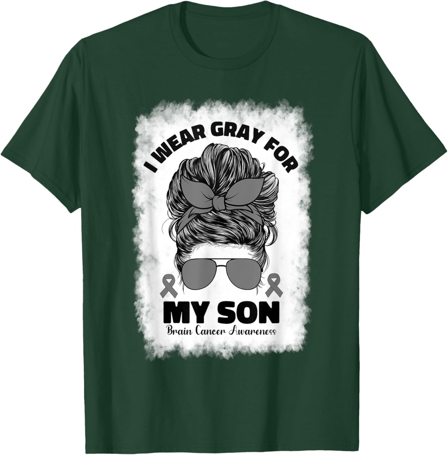 I Wear Gray For My Son Brain Cancer Awareness Kids Men Women T-Shirt - T-Shirt | Forest